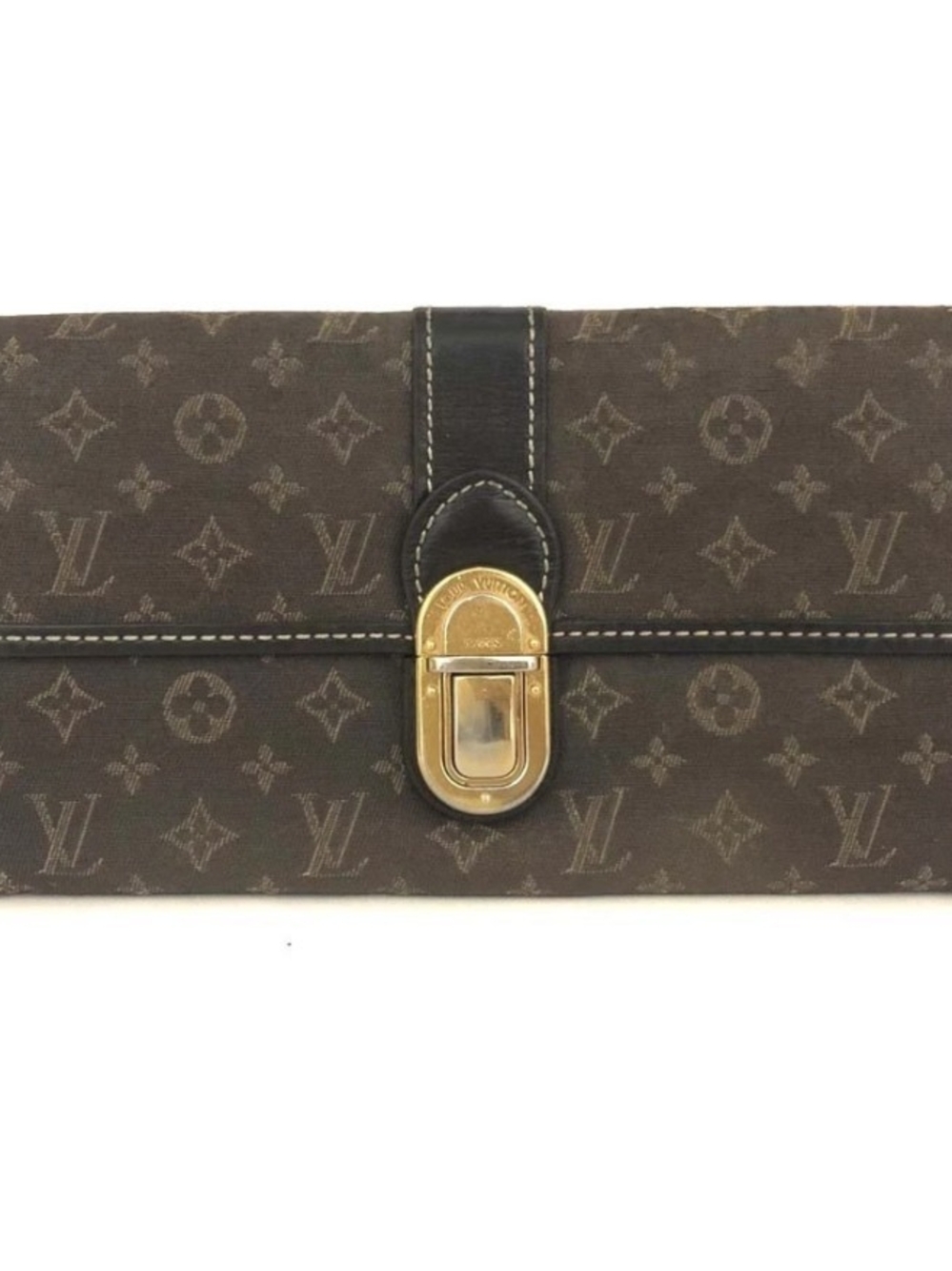 Louis Vuitton Brown Monogram Clutch Wallet with Gold Hardware